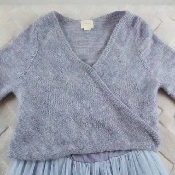 Anthropologie Maeve Sweater Tulle Pale Blue Midi Dress Womens Extra Large - Picture 5 of 13